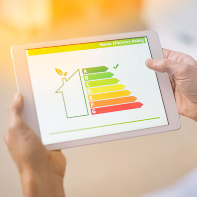 House efficiency rating viewed on tablet